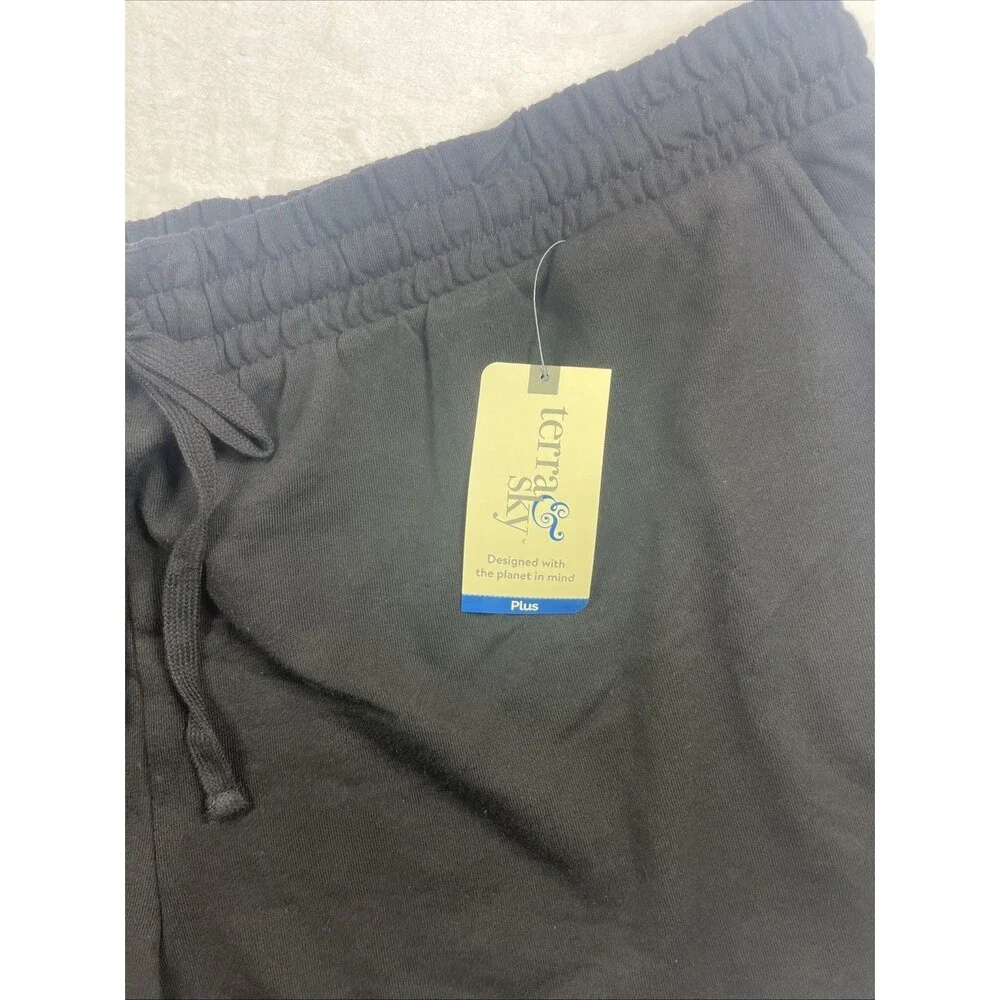 TERRA & SKY Drawcord Knit Shorts Sweat Black Size 4X 28W-30W NEW - Picture 4 of 10